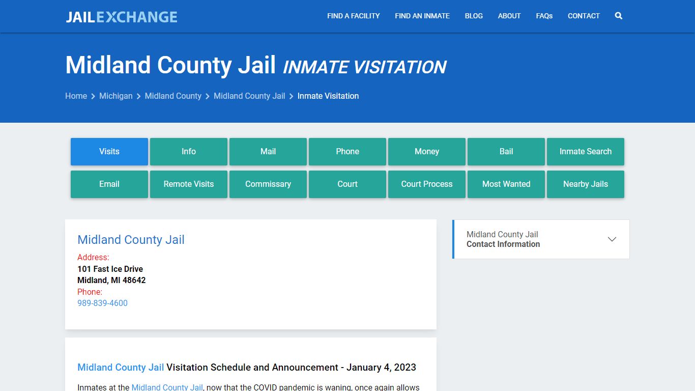 Inmate Visitation - Midland County Jail, MI - Jail Exchange